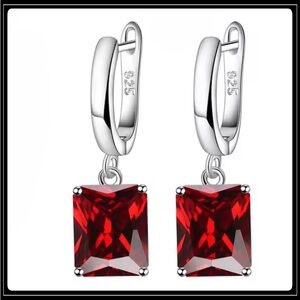 Clearance! NEW 925 SILVER CHERRY JUBILEE RUBY RED DROP EARRINGS